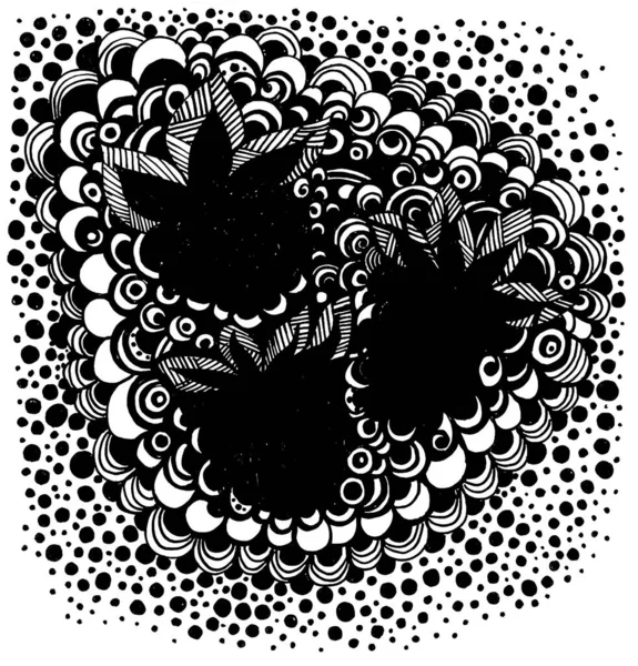 Чорні Силуети Ягід Малина Чорниця Чорно Білому Абстрактному Тлі Колами — стокове фото