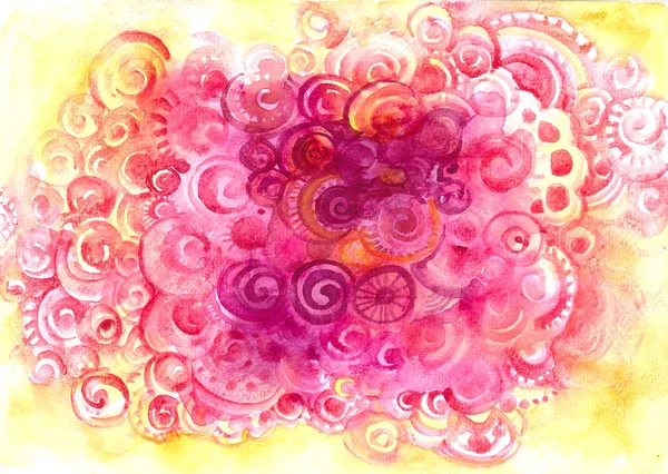Absztrakt Háttér Spirálok Körök Pontok Díszítő Elemek Gyengéd Rózsaszín Lila — Stock Fotó