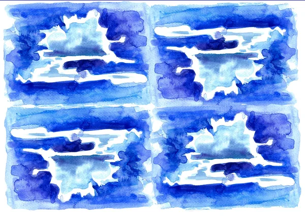 Padrão Nuvens Sobre Fundo Azul Desfoque Aquarela Nuvens Têm Diferentes — Fotografia de Stock