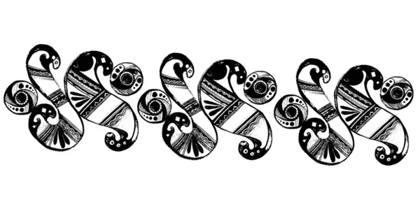 Decoratief Patroon Zwarte Omtrek Een Witte Achtergrond Het Ornament Bestaat — Stockfoto