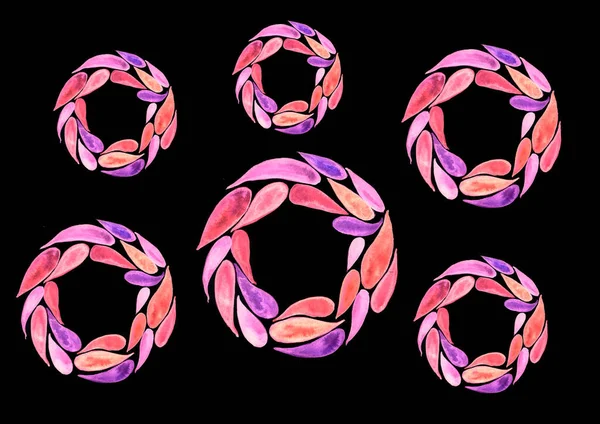 Különböző Méretű Körök Levelek Formájában Megjelenő Foltokból Rózsaszín Különböző Árnyalatai — Stock Fotó