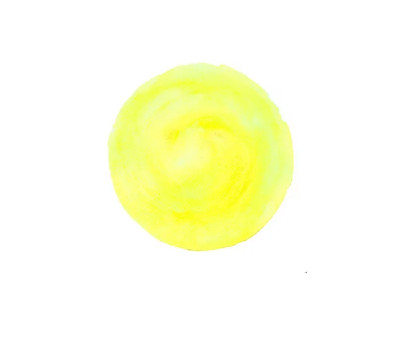 Círculo Amarillo Brillante Aislado Sobre Fondo Blanco Acuarela Borrosa —  Fotos de Stock