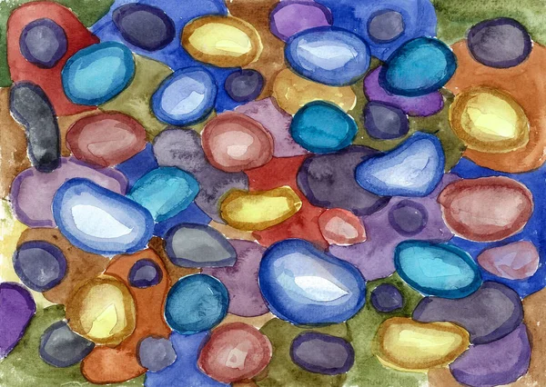 Abstract Background Colored Rounded Shapes Looks Stones Soil Coast Watercolor — Stock Photo, Image