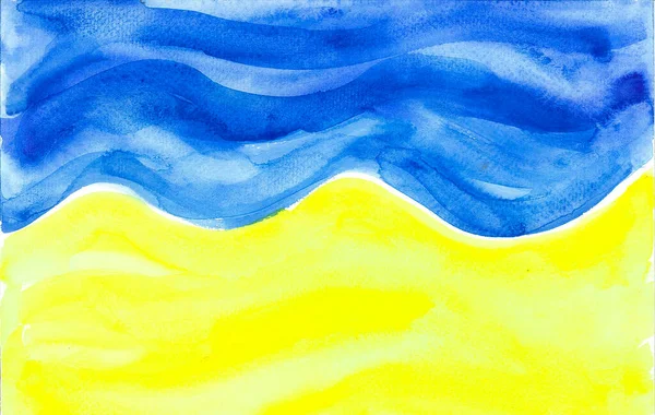 Fundo Abstrato Dividido Meio Por Duas Cores Azul Acima Amarelo — Fotografia de Stock