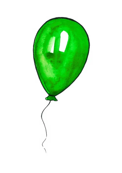 Grønn Ballong Den Har Hvite Striper Svarte Ytterlinjer Den Svarte – stockfoto
