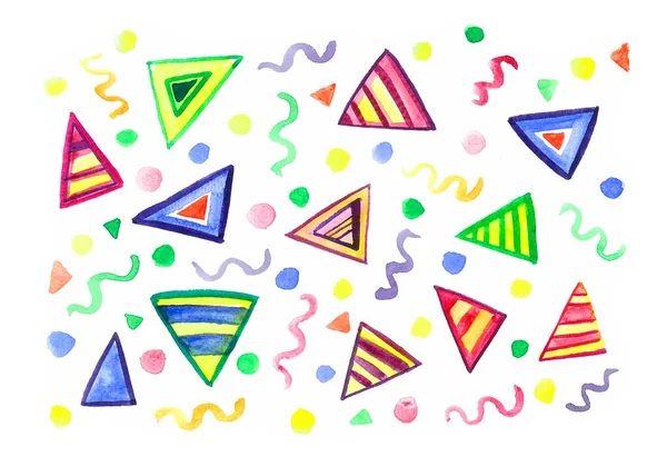 Hintergrund Aus Farbigen Dreiecken Gewellten Linien Und Punkten Dreiecke Einem — Stockfoto