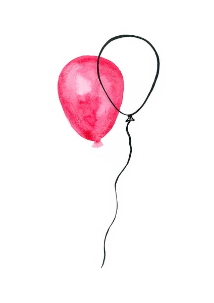 Luftballon Isoliert Auf Weißem Hintergrund Rosafarbene Farbe Mit Einem Schwarzen — Stockfoto