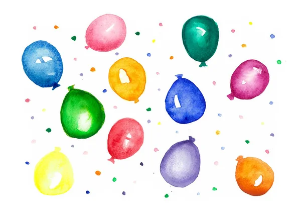 Muster Farbiger Luftballons Die Zufällig Auf Weißem Hintergrund Angeordnet Sind — Stockfoto