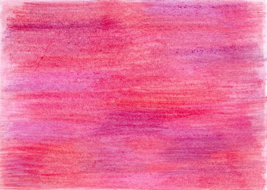 Renkli kalemlerle çizilmiş soyut arkaplan. Yatay vuruşlar. Bulanık kırmızı, pembe, mor renkler.
