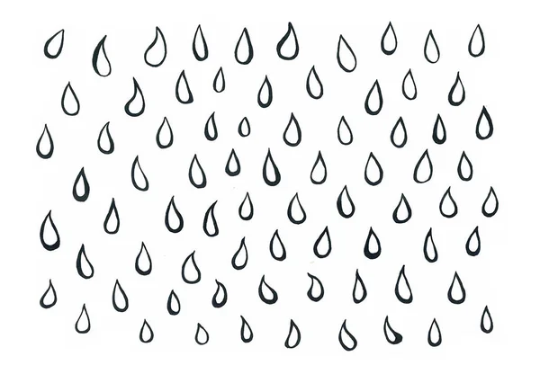 Tło Kropel Deszczu Różni Się Kształtem Wielkością Czarny Zarys Białym — Zdjęcie stockowe