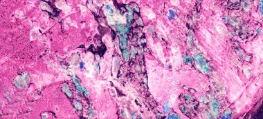 Soyut doku arkaplanı. Rengi pembe, siyah, beyaz ve turkuaz renklidir. Renkler, gölgelerini oluşturmak için karışıyor. Açık pembe, leylak, gri. Farklı noktalar ve şekiller.