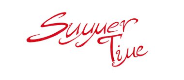 Yaz Saati 'ni kırmızıya boyuyorum. Beyaz arka planda izole edilmiş. Kaligrafi. İtalyanca yazı tipi. Çarpık tırtıklı harfler.