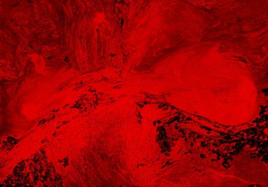 Soyut mermer doku arkaplanı. Siyah ve kırmızı renkler. Kaotik noktalar, damlalar ve bulanık. Pankart, şablon, duvar kağıdı.