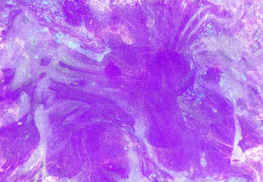 Mor, mavi, pembe ve beyazın farklı tonlarında mermer arkaplan. Kaotik noktalar, çizgiler, noktalar. Soyutlama. Hassas ve kırılgan bir altyapısı var. Suyu, bulutları anımsatıyor. Leylak, lavanta, çok peri..