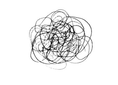 Beyaz arkaplanda izole edilmiş ince çizgilerin karalaması. Siyah renkler. Kalemle çizim yapmak. Karmaşık çizgiler. Karalama. Hafif narin renkler. Soyutlama. Cüce. Tek Renkli.