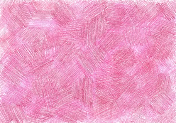 Renkli kalemlerle çizilmiş desenlerle dolu bir arkaplan. Farklı pembe renkler. Kaotik vuruşlar. Arkaplan inmelerle dolu. Bazen daha doygun, bazen beyaz alan görüyor.