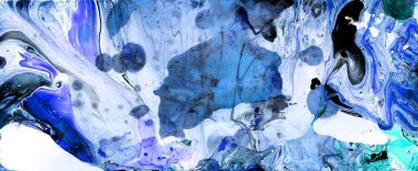 Mavi, nane, gri, beyaz ve siyah renklerin soyut mermer arkaplanı ve tonları. Kaotik noktalar ve bulanıklıklar, daha fazla ayrıntı ve ince çizgiler. Yatay arkaplan.