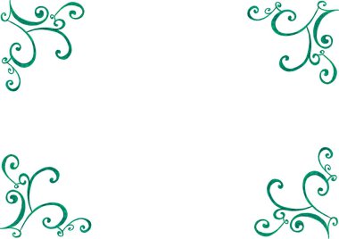 Çerçeve. Arka planın her köşesinde farklı boyutlarda buklelerden oluşan desenler var. Turkuaz renk ve güneş gözlüğü. Beyaz kopya alanı. Davetiye, kartpostal, sertifika. Zarif ve narin