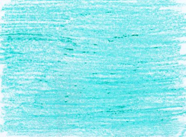 Yatay vuruşlar. Balmumu boya kalemleri, tebeşir, renkli kalemler. Mavi, cyan, parlak renk. Farklı tonlar ve dokular. Bazı yerlerde, doymuş yeşil noktalar ve damlalar. Beyaz arkaplan