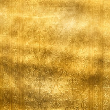 Altın arka plan. Pürüzlü altın dokular. Tasarımınız için lüks altın kağıt şablonu. Gözenekli 3D işlemeli altın doku. Altın folyo dokusu. Altın yüzey. Altın duvar Altın kumaş dokusu.