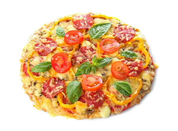 Sabrosa Pizza Italiana Aislada Blanco — Foto de Stock