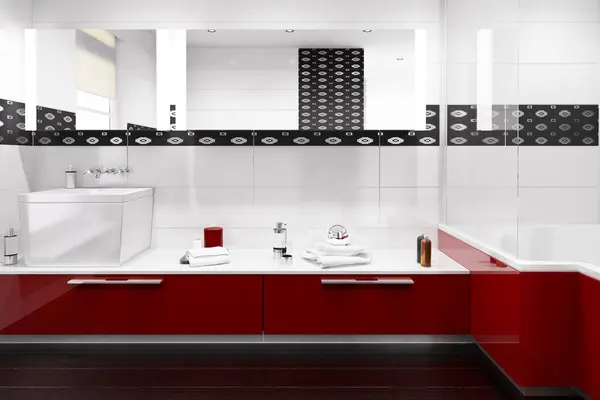 Red Accented Bathroom Iii — Stock Photo, Image