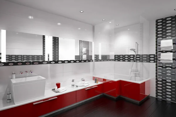 Red Accented Bathroom — Stock Photo, Image