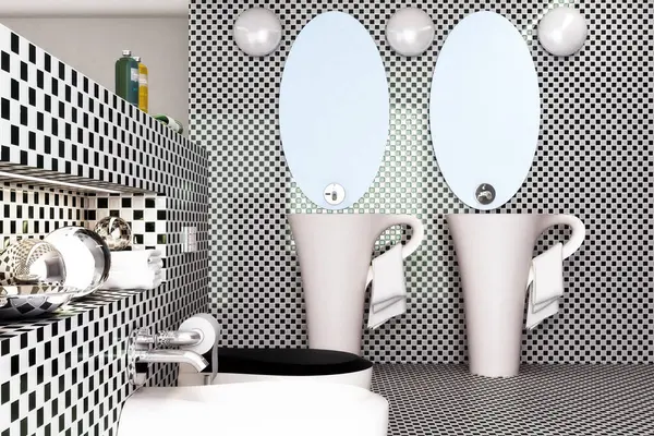 Checker Tiles Bathroom — Stock Photo, Image