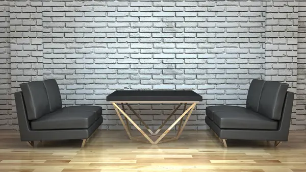 Sofá Mesa Diseño Moderno Lujo Estilo Mínimo Renderizado —  Fotos de Stock