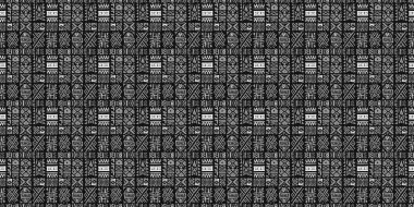 Soyut Afrika sanatı kusursuz arka plan, kabile geometrik desen. Renkli düz vektör boho sembolleri. Eski Hint şekilleri ve hayvan desenli karalamalar.