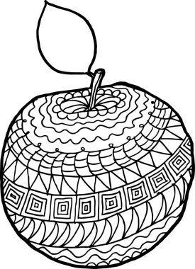 Apple Vector - siyah-beyaz elma rengi karalama, geometrik.