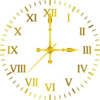 Roma rakamlı bir saatin vektörü. zaman, saat, dakika, saniye, sembol, simge