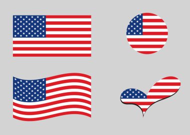 Amerikan bayrağı. Amerikan bayrağı kalp şeklinde. ABD bayrağı daire şeklinde. Ülke bayrağı varyasyonları.