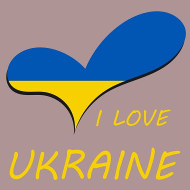 Ukrayna bayrağı, kalp şeklinde. Ukrayna 'ya bayılırım. Ulusal semboller. Yazılı bayrak renginde kalp