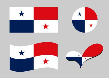Panama bayrağı. Panama bayrağı kalp şeklinde. Panama bayrağı daire şeklinde. Ülke bayrağı varyasyonları.