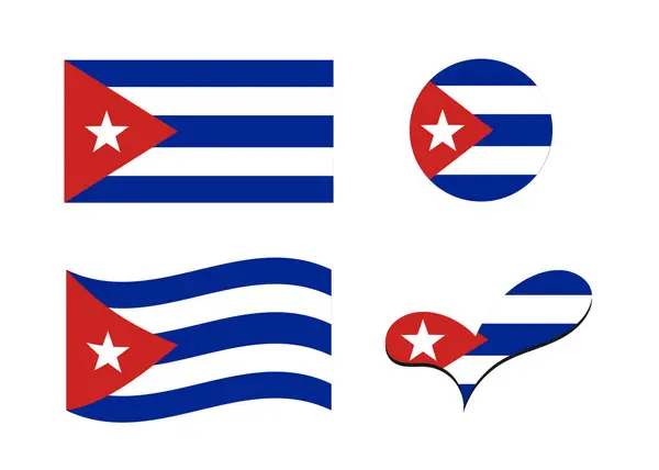 Küba bayrağı. Kalp şeklinde Küba bayrağı. Küba bayrağı daire şeklinde. Ülke bayrağı varyasyonları.