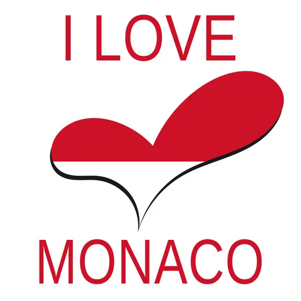 Monaco bayrağı kalp şeklinde olsun. Monako 'ya bayılırım. Ulusal semboller. Yazılı bayrak renginde kalp