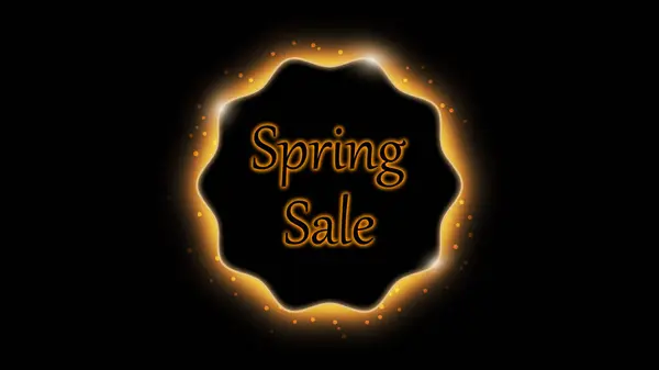 Promosyon teklifi, bahar satış sezonu için illüstrasyon ve siyah arkaplanda parlayan parçacıklar..