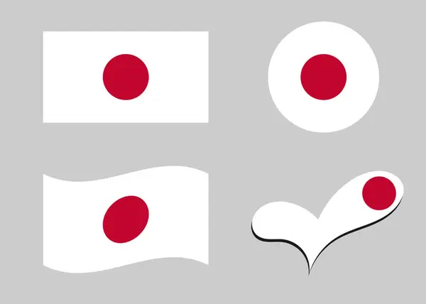 Japonya bayrağı. Kalp şeklinde Japonya bayrağı. Japon bayrağı daire şeklinde. Ülke bayrağı varyasyonları