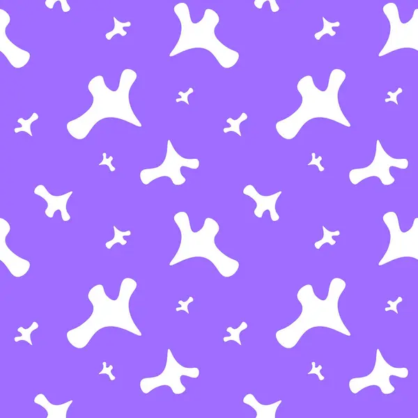 Kusursuz tekrarlama kalıbı. Mor arkaplanda soyut beyaz şekilli sonsuz desen