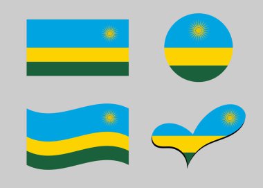 Ruanda bayrağı. Ruanda bayrağı kalp şeklinde. Ruanda bayrağı daire şeklinde. Ülke bayrağı varyasyonları.