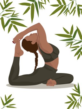 Yoga. Yoga pozu veren bir kız. Uluslararası Yoga Günü Posteri