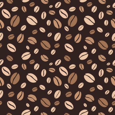 Kahve kalıbı. Kahverengi arka planda kahve çekirdekleri. Kahveyle sonsuz desen