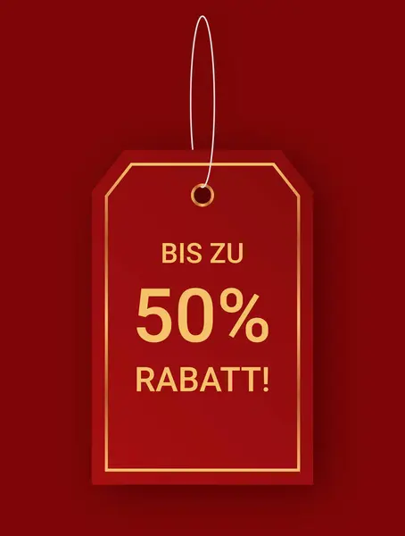 Almanca% 50 indirimli kırmızı etiket.