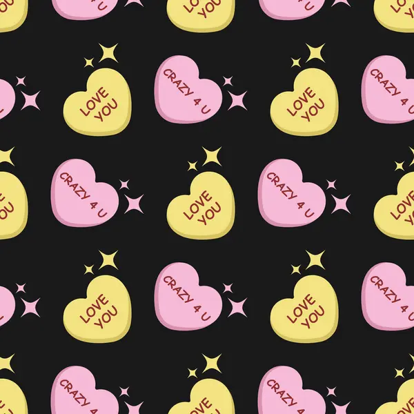 Bitmek bilmeyen şeker aşkı. Sevgililer Günü için kalbi olan kusursuz bir desen. Kalpli arka plan. Sevgililer Günü için romantik desen