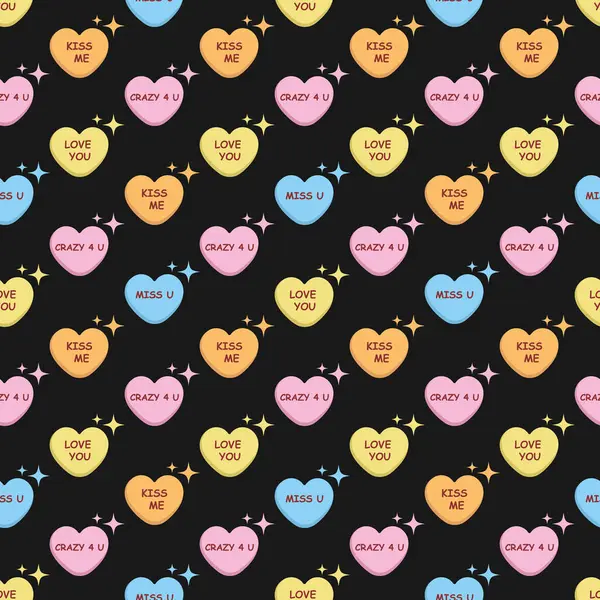 Bitmek bilmeyen şeker aşkı. Sevgililer Günü için kalbi olan kusursuz bir desen. Kalpli arka plan. Sevgililer Günü için romantik desen