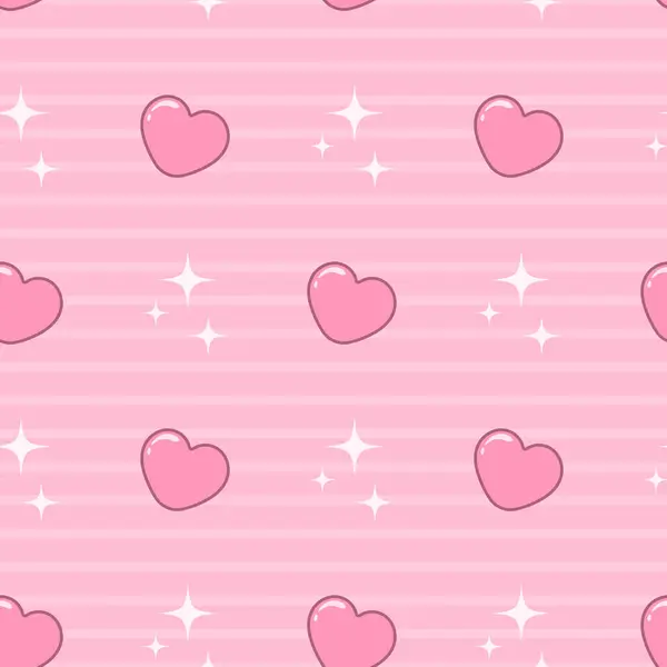 Çizgili ve kalpli sonsuz desen. Sevgililer Günü için kusursuz desen. Pembe kalplerle tekrarlanan şablon