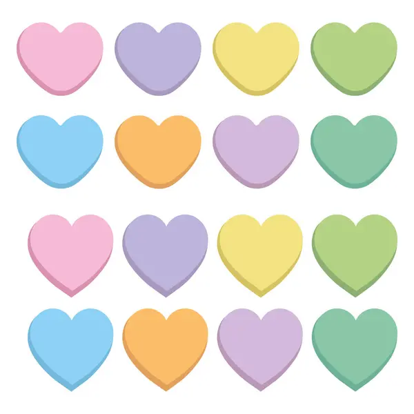 Şeker Kalpler. Sevgililer Günü için kalpler. Tatlı kalp şekeri beyaz arka planda izole edilmiş. Kupa seti. Sevgililer Günü tatlıları. Aşk mesajları için sohbet kalpleri