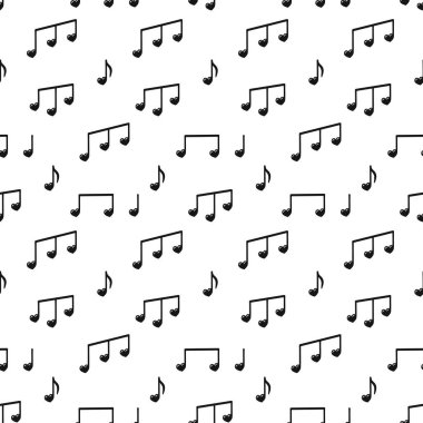 Siyah notaları olan kusursuz bir model. Kalp şeklindeki notalar kağıt ya da kumaş için basılıyor. Tek renkli, kusursuz müzik düzeni.