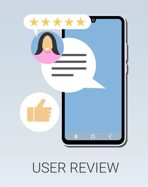 Geri bildirim beş yıldızı inceler. Vektör illüstrasyonu